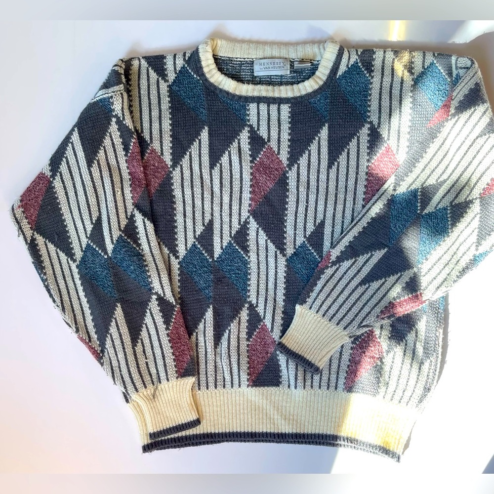 Vintage Diamond Striped Pattern Sweater